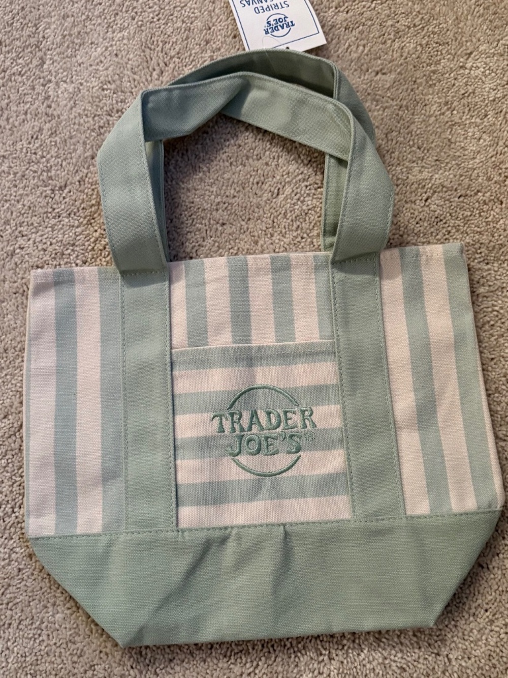 Trader Joe’s Green Striped Mini Canvas Tote
